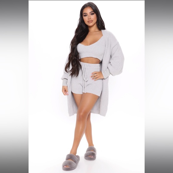 Fashion Nova Other - Fashion Nova Living In It Cozy 3-Piece Short Set - Heather Grey XS - NWT